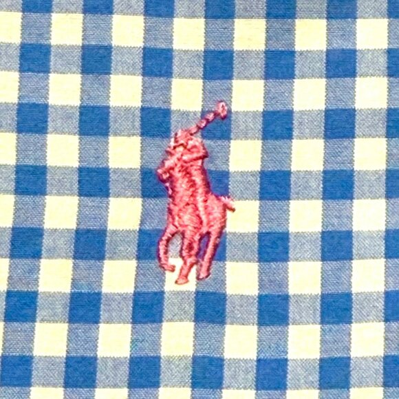 * SOLD * NEW Ralph Lauren Blue & White Mens M Gingham Oxford Shirt Excellent - Picture 4 of 8